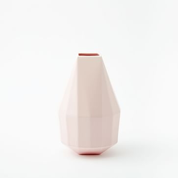 Faceted Porcelain Vase, 9.5", Dusty Blush - Image 0