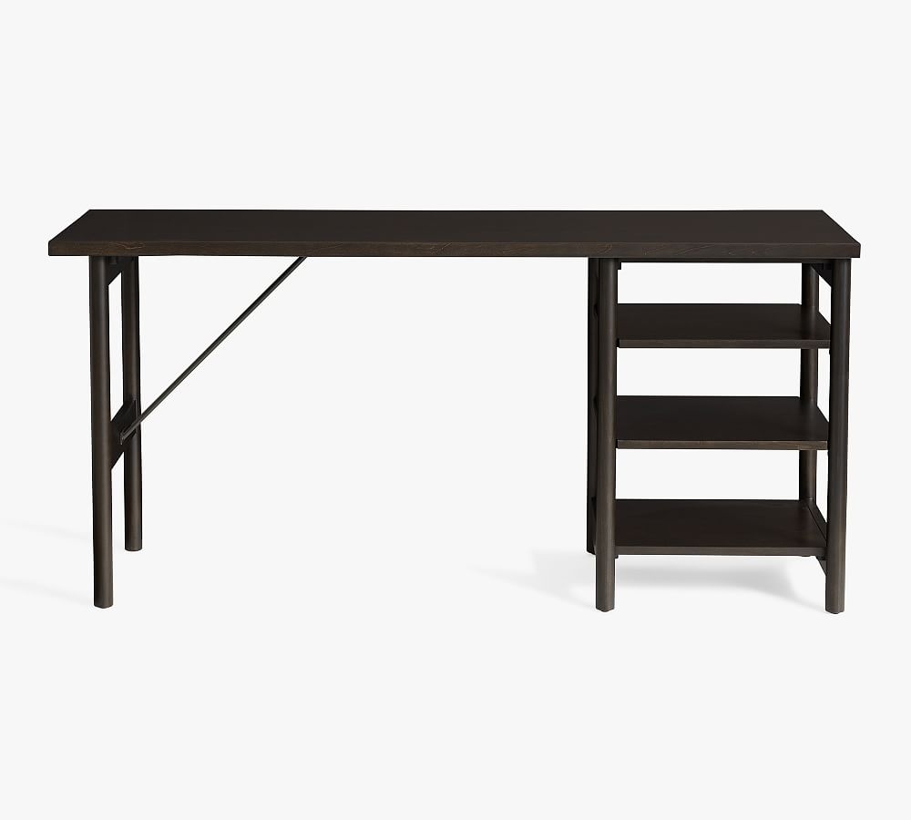Bloomquist 64" Desk with Shelves, Warm Black - Image 0