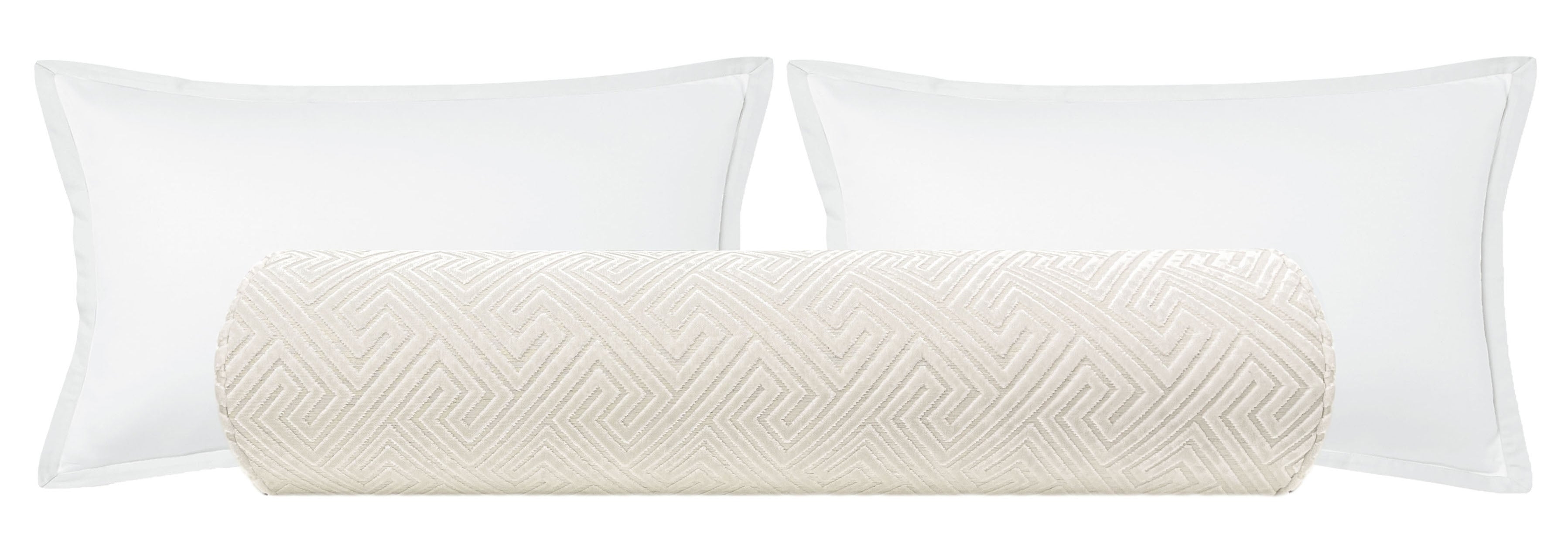 THE BOLSTER :: ROMAN CUT VELVET // ALABASTER - BY THE YARD - Image 0