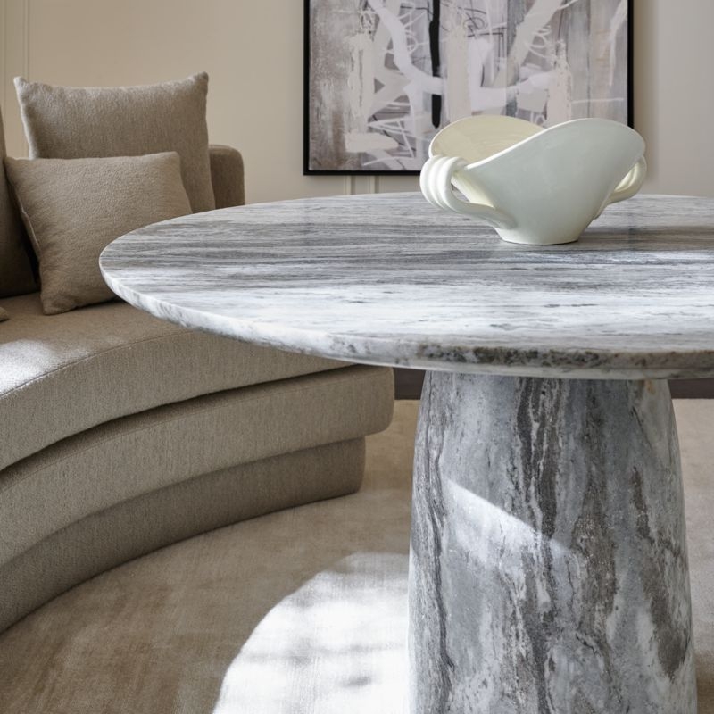 Babylon 54" Round Torrento Grey Marble Dining Table - Image 4