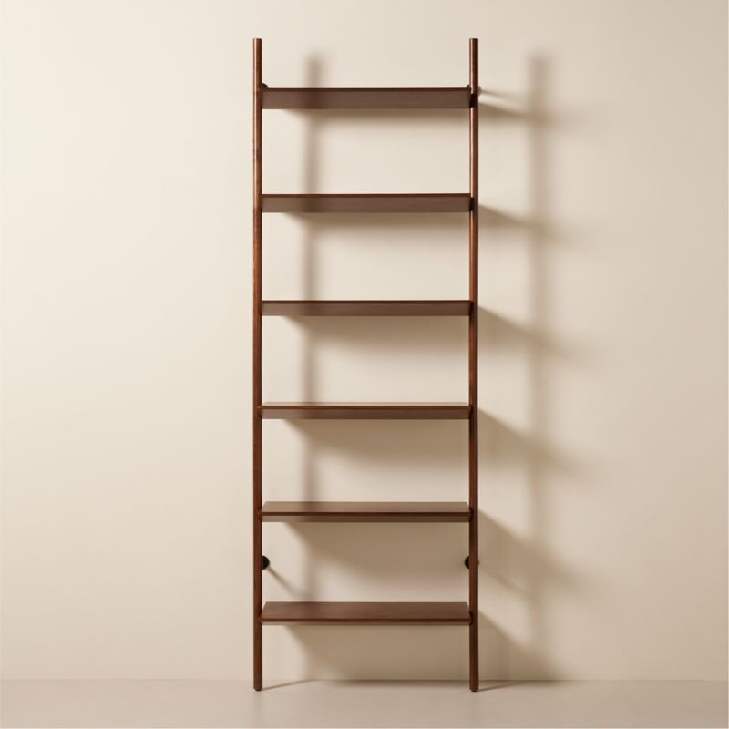 Nabla Brown Walnut Wood Wall Mount Bookcase - Image 2
