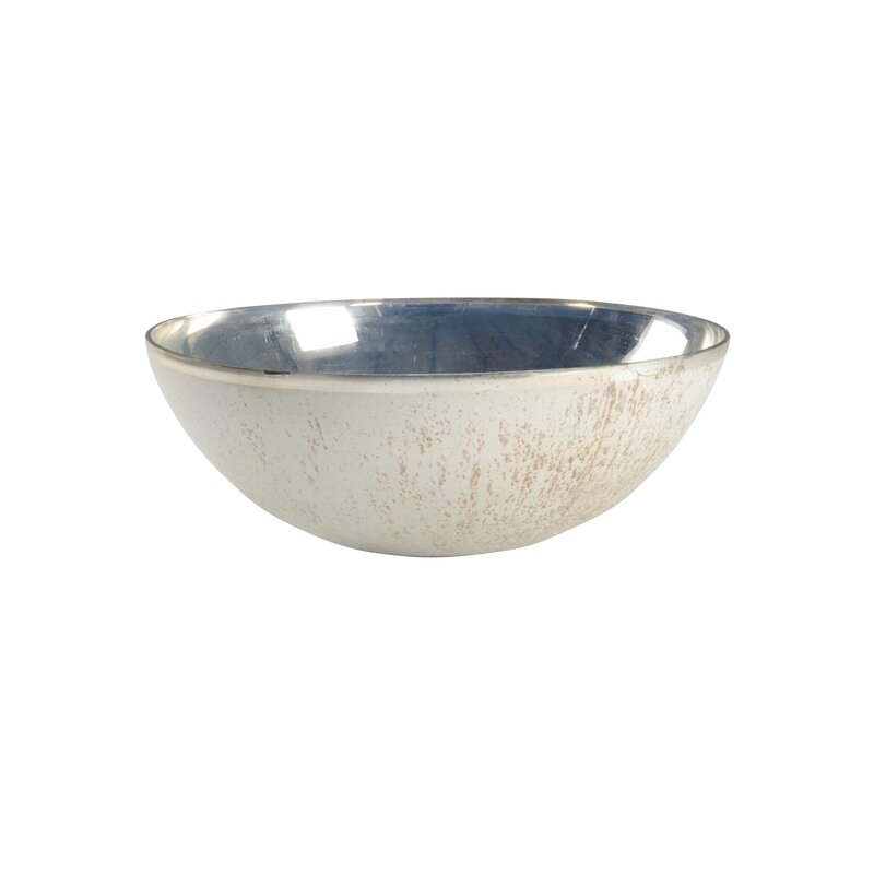 Chelsea House Melton Glass Contemporary Decorative Bowl in White/Nickel - Image 0