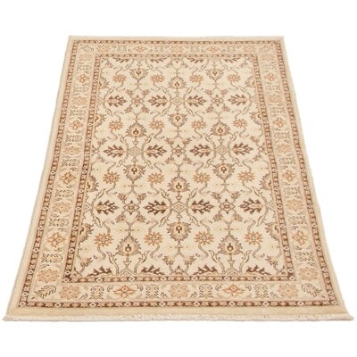 One-of-a-Kind Simonsen Hand-Knotted 2010s Mirzapur Cream/Ivory 3'1" x 5'1" Wool Area Rug - Image 0