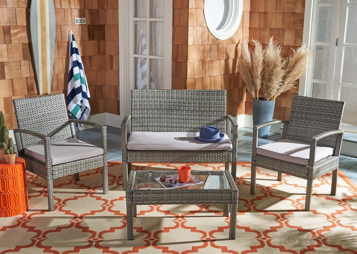 Bassey 4Pc Living Set - Grey / Grey - Safavieh - Image 1