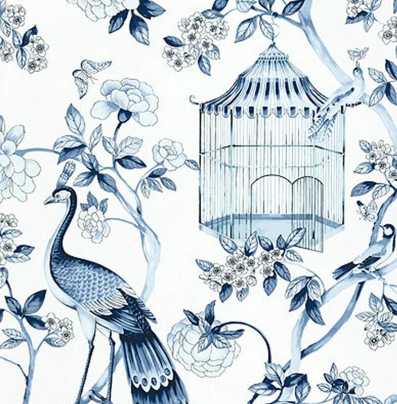 Schumacher Oiseaux Et Fleurs Wallpaper - Image 0