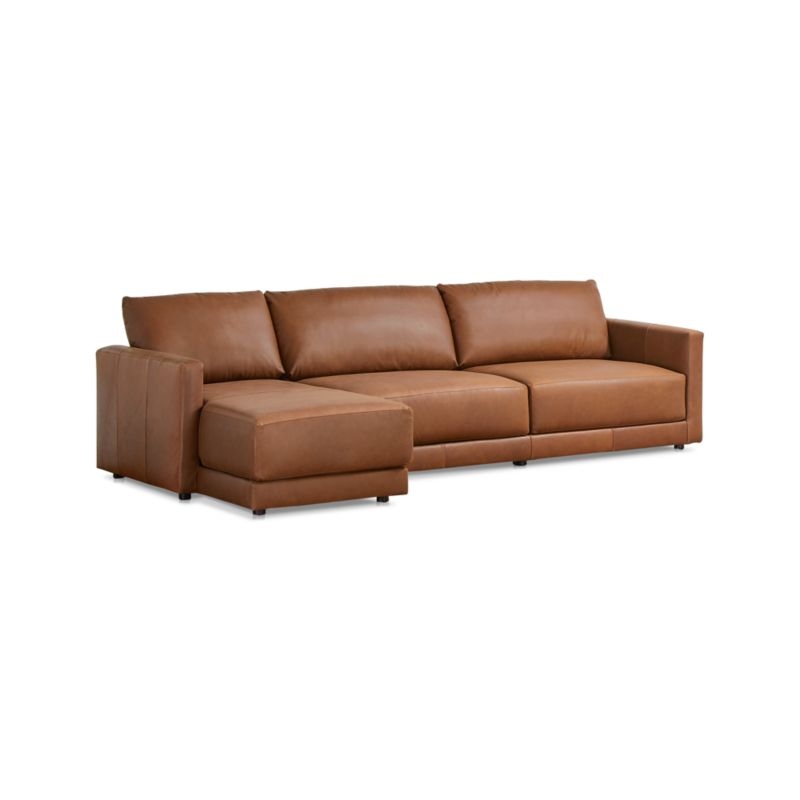 Gather Deep Leather 2-Piece Sectional Sofa - Image 1
