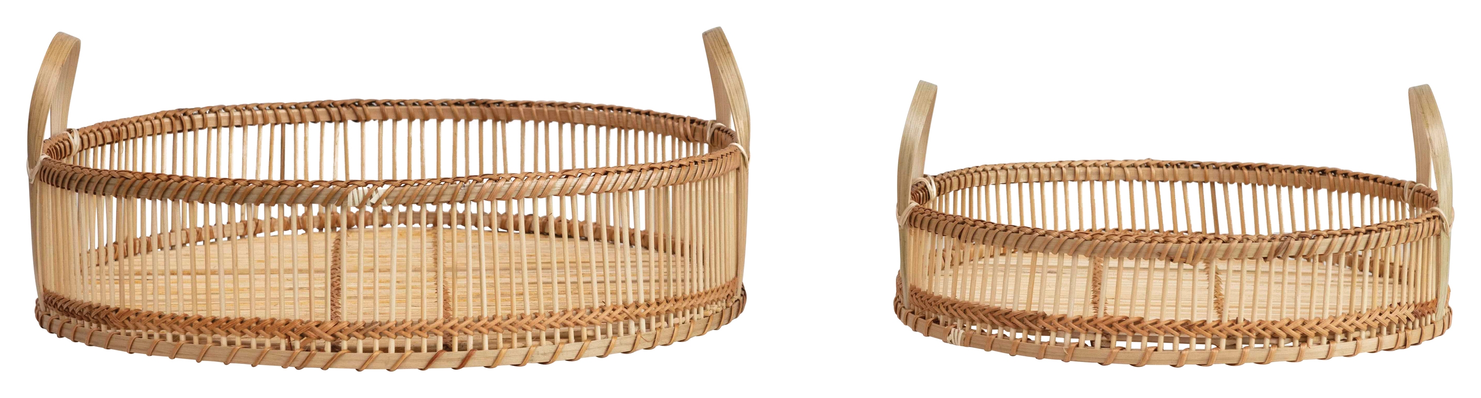 Decorative Round Bamboo Trays, Set of 2 - Image 2