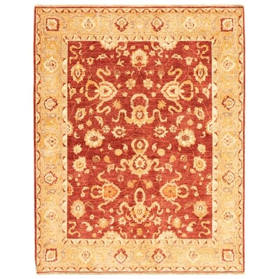 One-of-a-Kind Hand-Knotted New Age Chobi Finest Dark Red/Beige 6'5" x 8'1" Wool Area Rug - Image 0