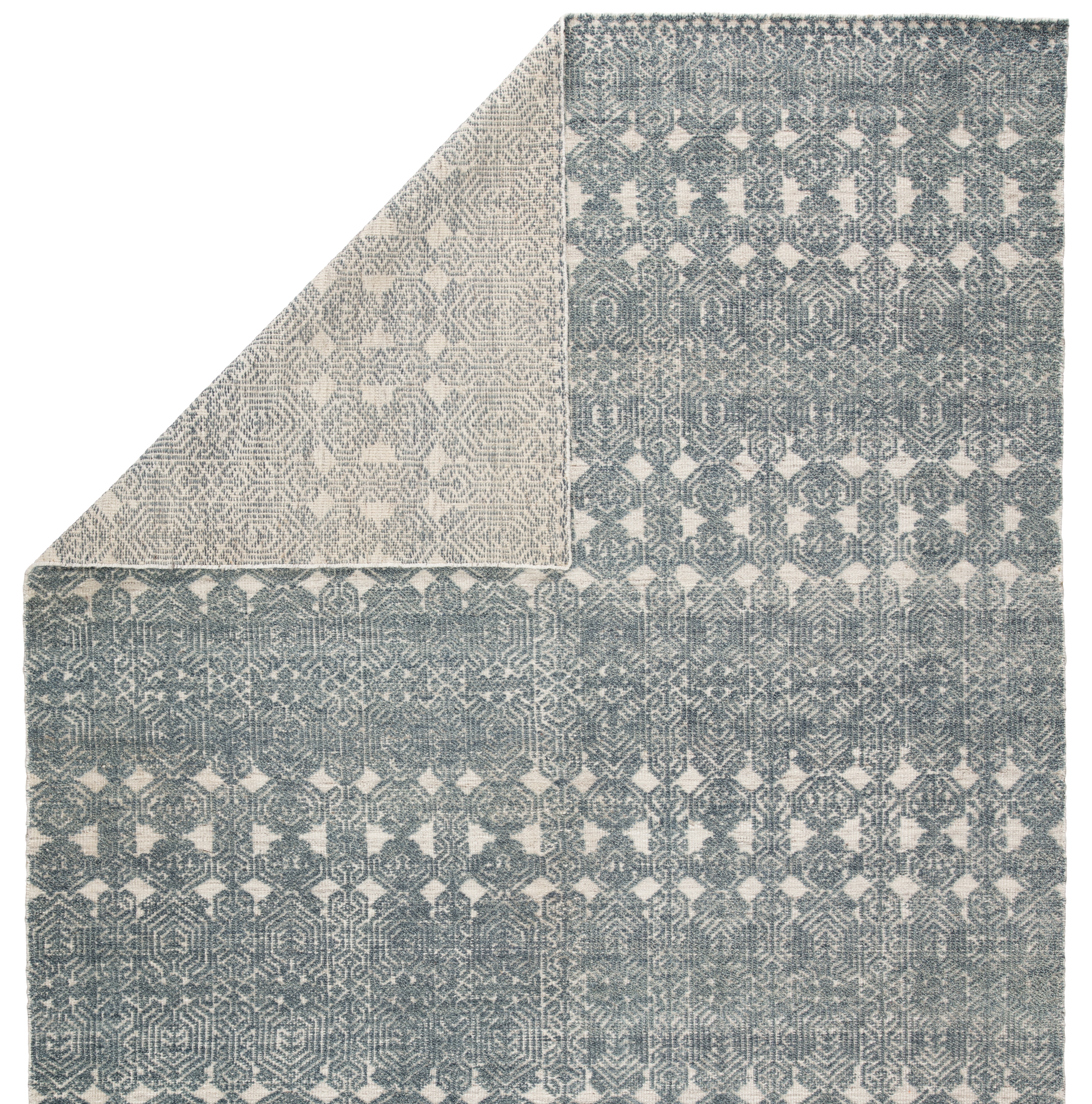 Abelle Hand-Knotted Medallion Teal/ Light Gray Area Rug (8'X11') - Image 2