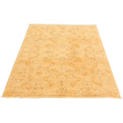 One-of-a-Kind Hand-Knotted New Age 18/20 Pak Oushak Beige 6'1" x 8'11" Wool Area Rug - Image 0