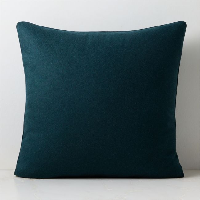 Contra Dark Teal Italian Wool Throw Pillow Cover 23"x23" - Image 0