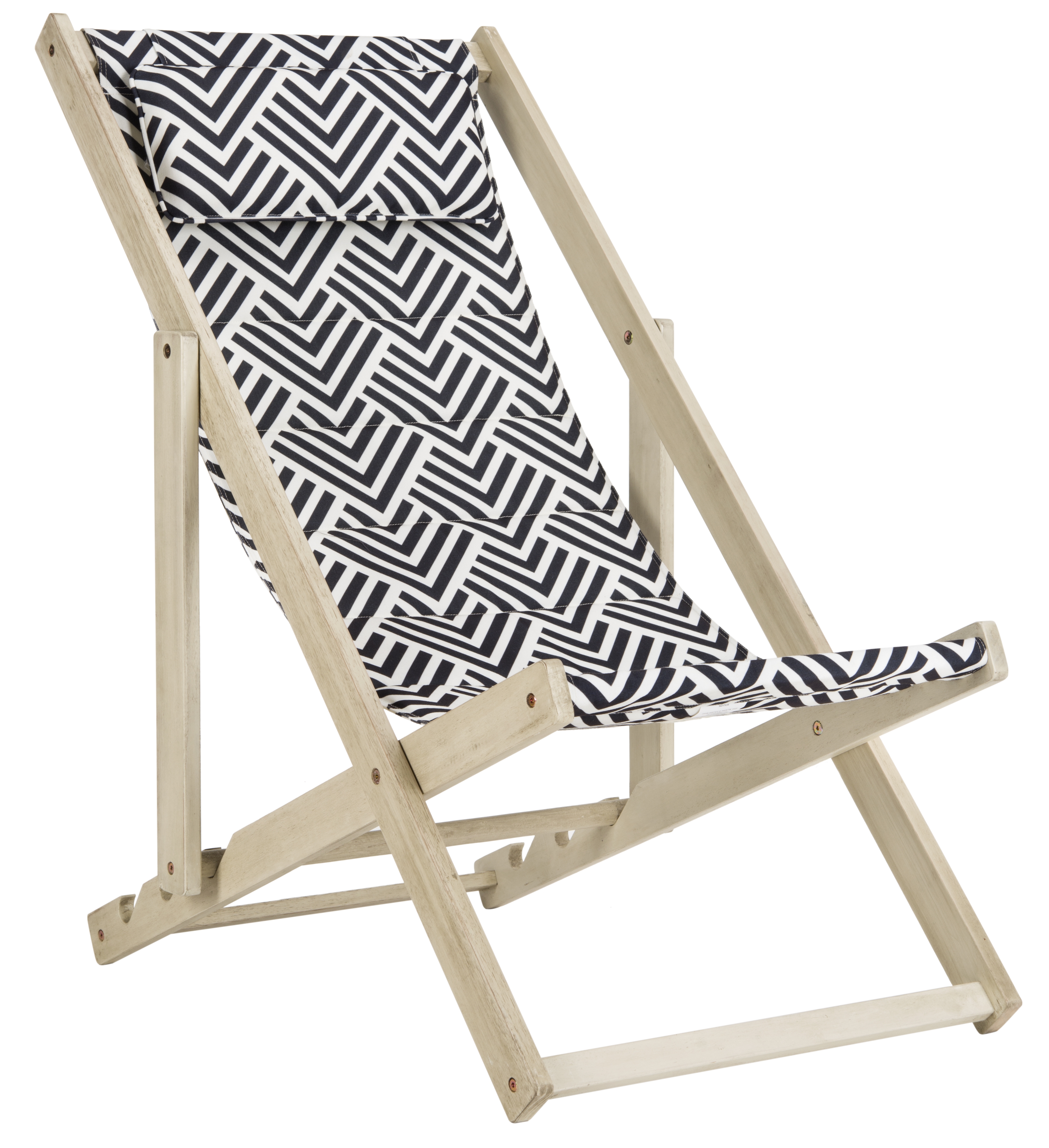 Rive Foldable Sling Chair - White Wash/Navy - Arlo Home - Image 1