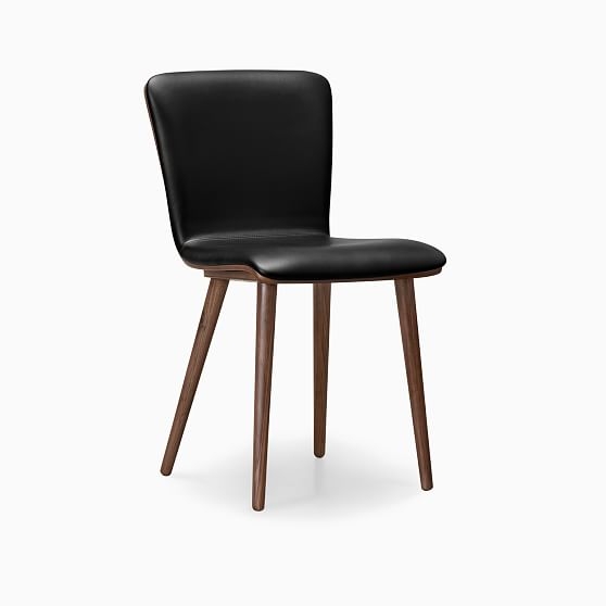 OPEN BOX: Boulder Dining Chair Black Leather Walnut - Image 0