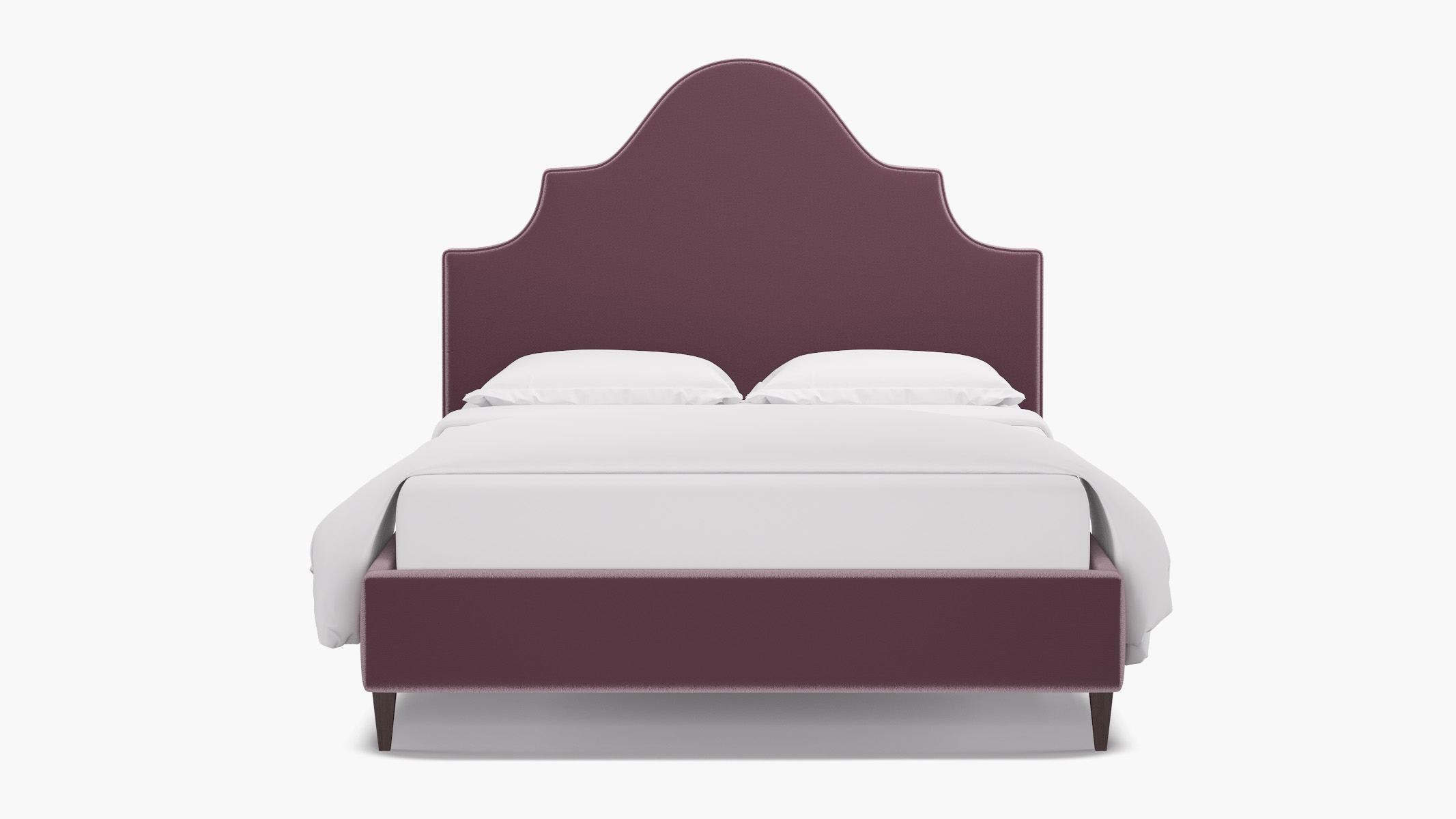 Statement Bed, Lavender Performance Plush Velvet, Espresso Square Tapered Leg, King - Image 0