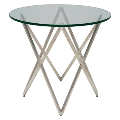 Annissa Glass Top Cross Legs End Table - Image 0