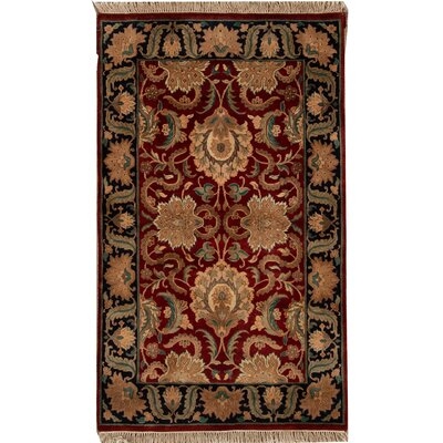 Hand-Knotted Wool Red/Black/Green Rug - Image 0