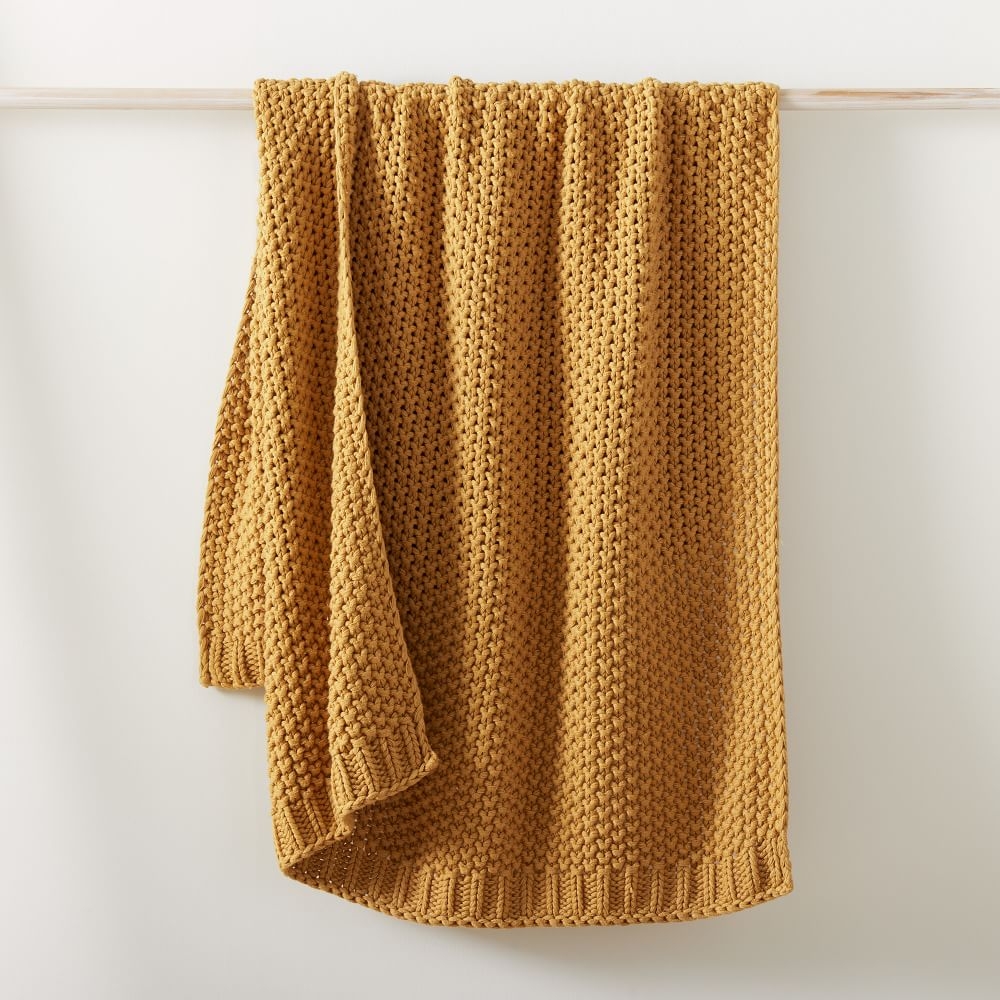 Chunky Cotton Knit Throw, 50"x60", Dijon - Image 0