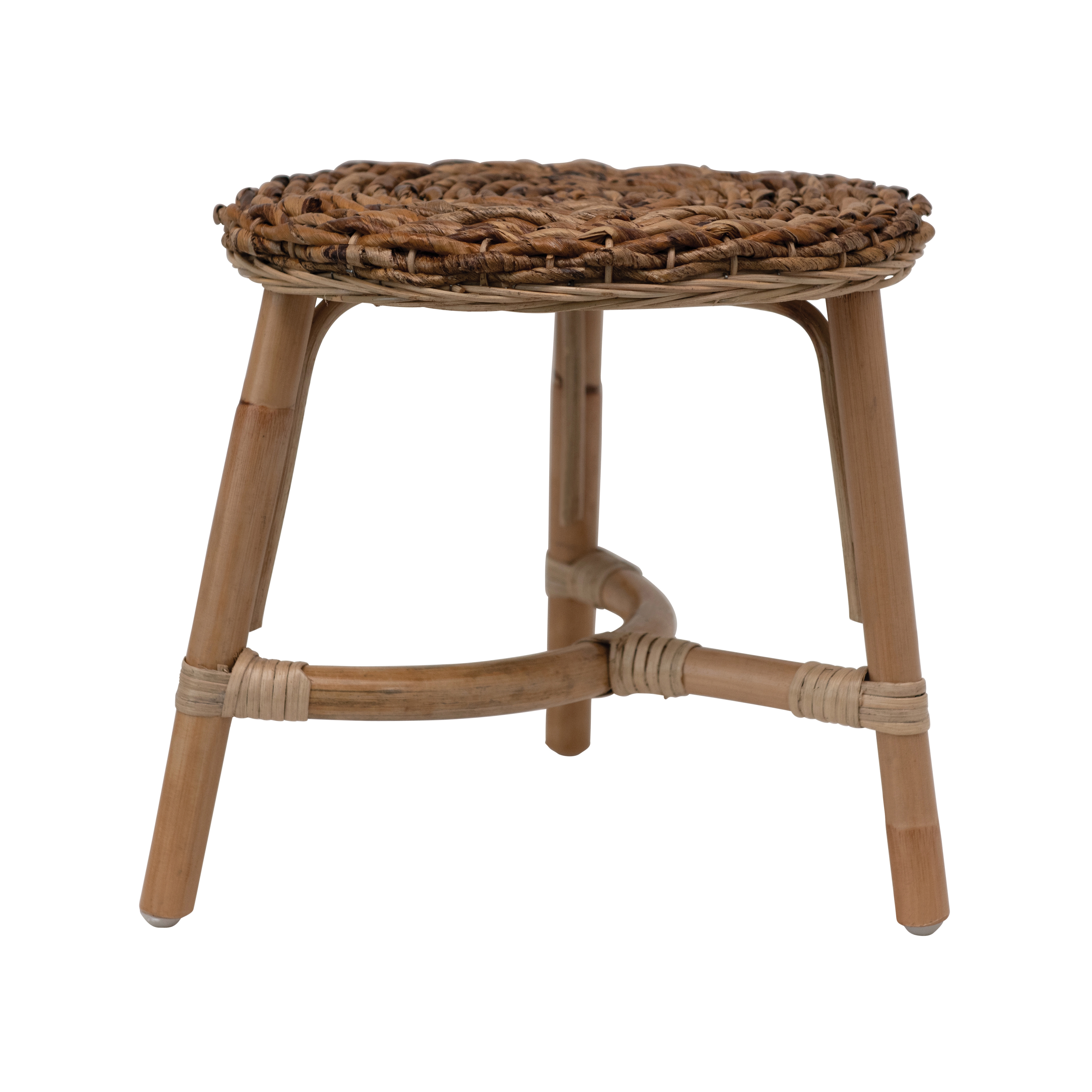Wood Stool with Rattan Legs - Image 0