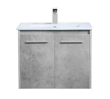 Luc Single Sink Floating Vanity Cabinet, 2 Door, Concrete Gray, 24" - Image 0