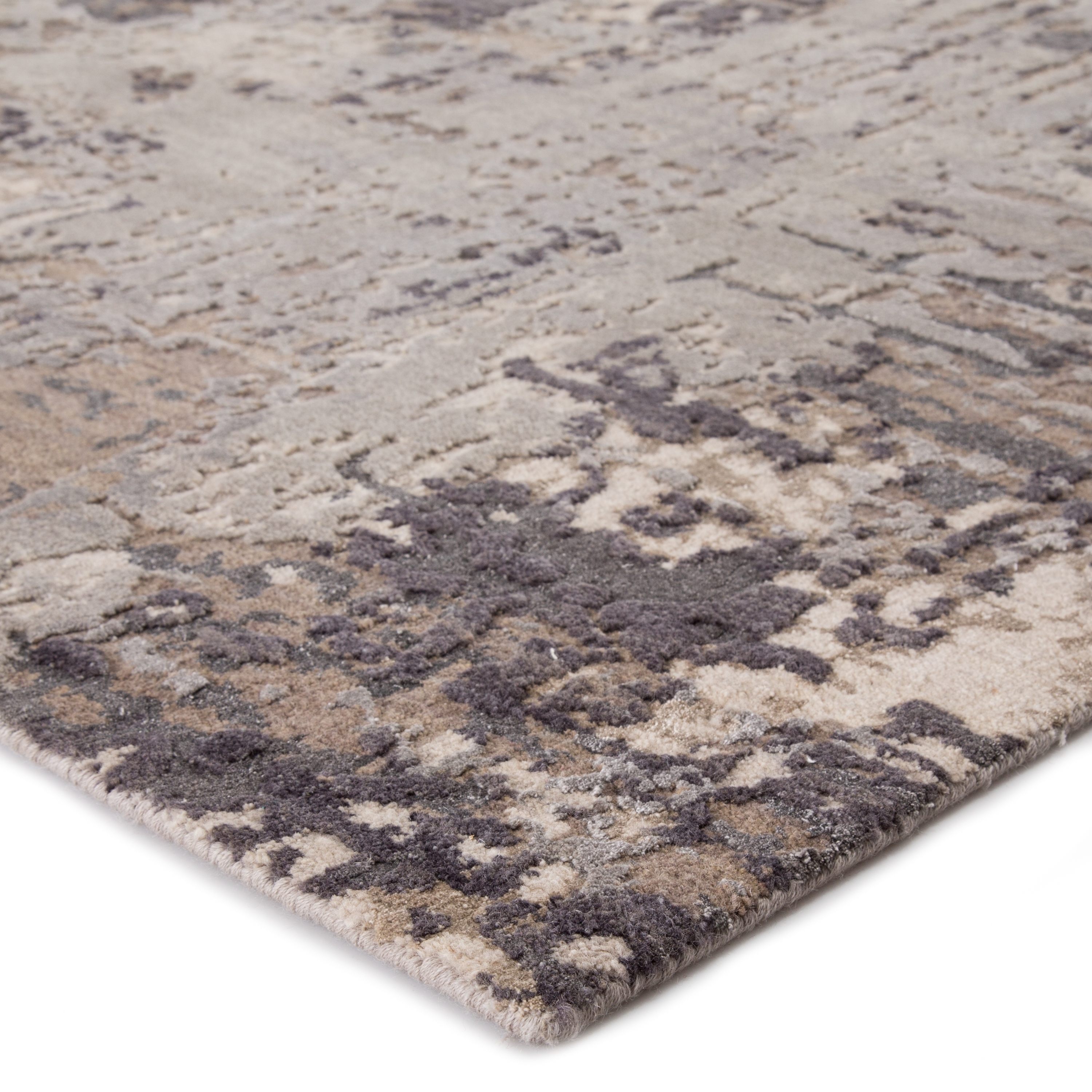 Kavi By Neev PRE12 Handknotted Abstract Gray and White Area Rug (8'x10') - Image 1