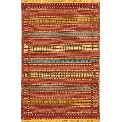One-of-a-kind Bodil Hand-Knotted New Age Orange 3'2" x 5' Wool Area Rug - Image 0