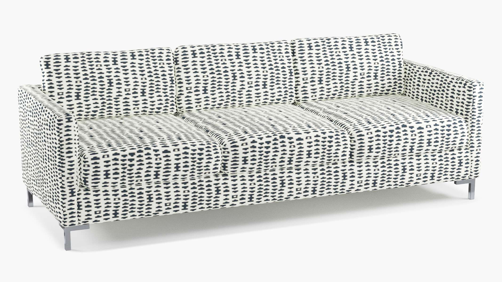 Modern Sofa, Ivory Odalisque, Chrome L Leg - Image 1