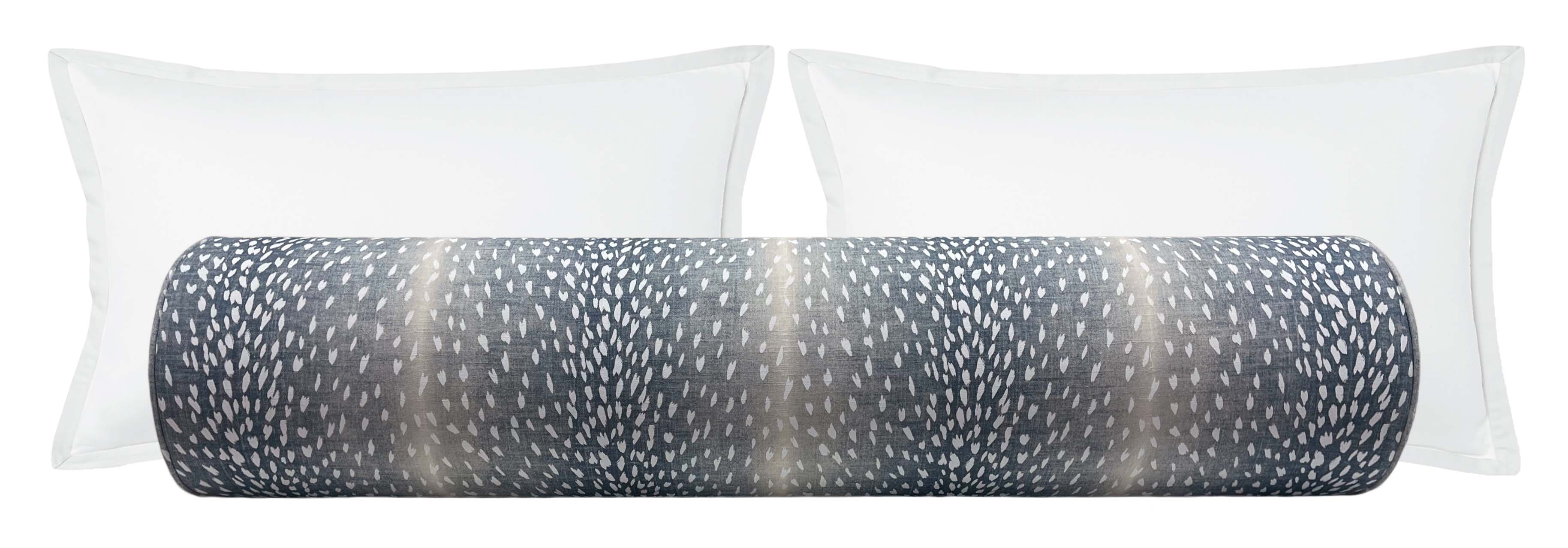 THE BOLSTER :: ANTELOPE LINEN PRINT // NAVY BLUE - BY THE YARD - Image 0