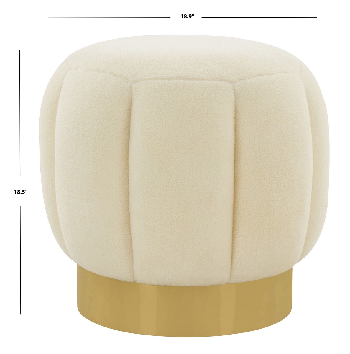 Maxine Channel Tufted Ottoman - Cream/Gold - Image 4