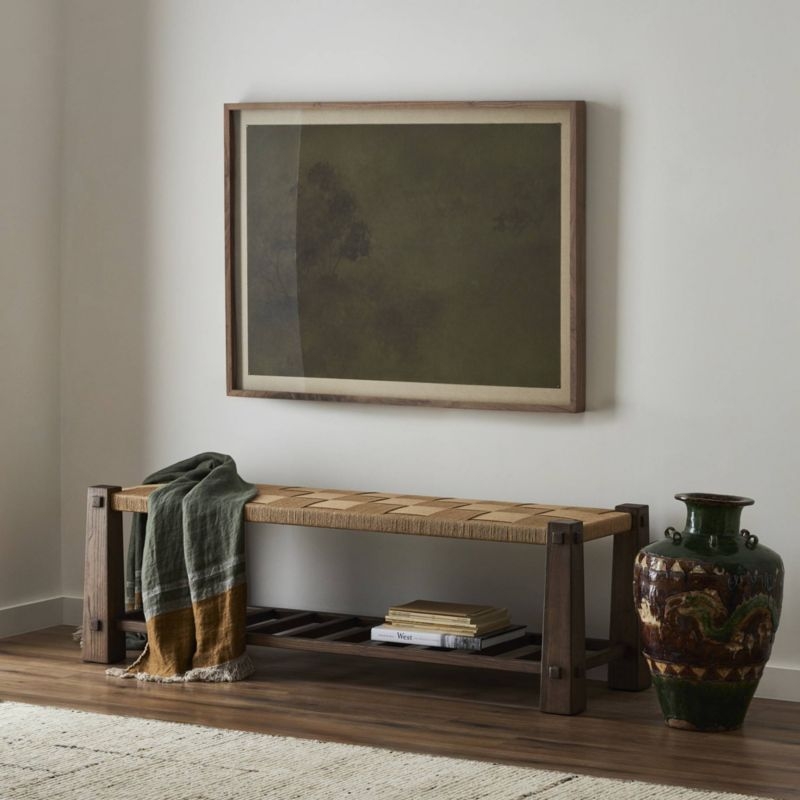 Malin Natural Wood Woven Accent Bench - Image 6