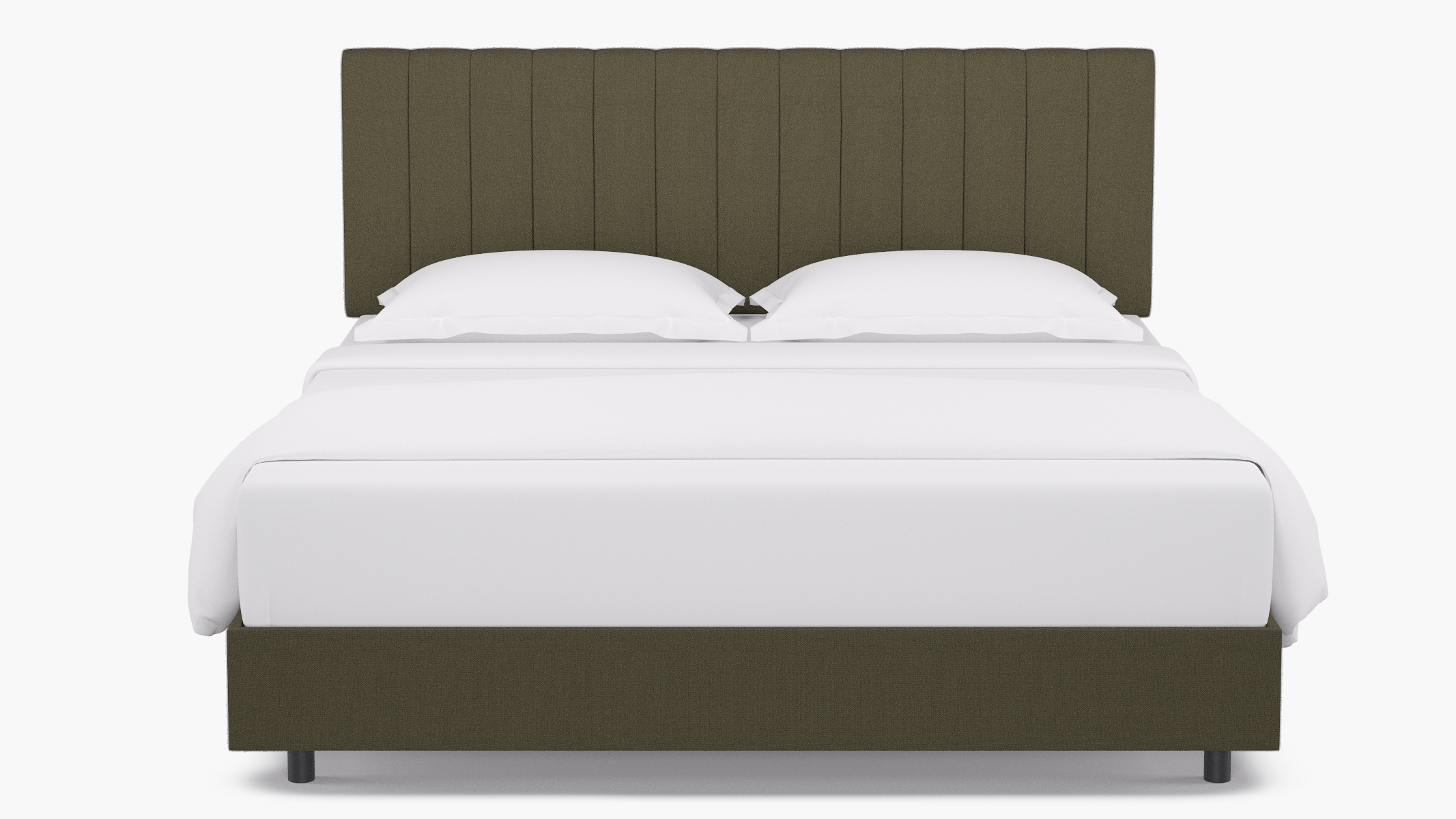 Channel Tufted Bed, Olive Everyday Linen, King - Image 0