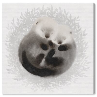 Baby Otters Wreath - Wrapped Canvas Painting Print - Image 0
