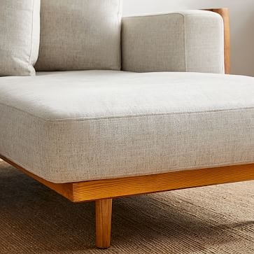 Newport Sectional Set 01: Left Arm Sofa, Right Arm Chaise Toss Back Cushion, Down, Performance Coastal Linen, Dove, Almond - Image 3