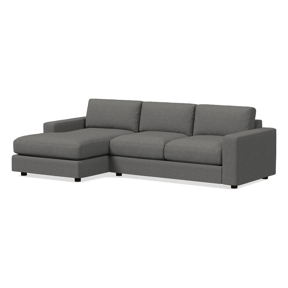 Urban 106" Left 2-Piece Chaise Sectional, Chenille Tweed, Pewter, Poly-Fill - Image 0