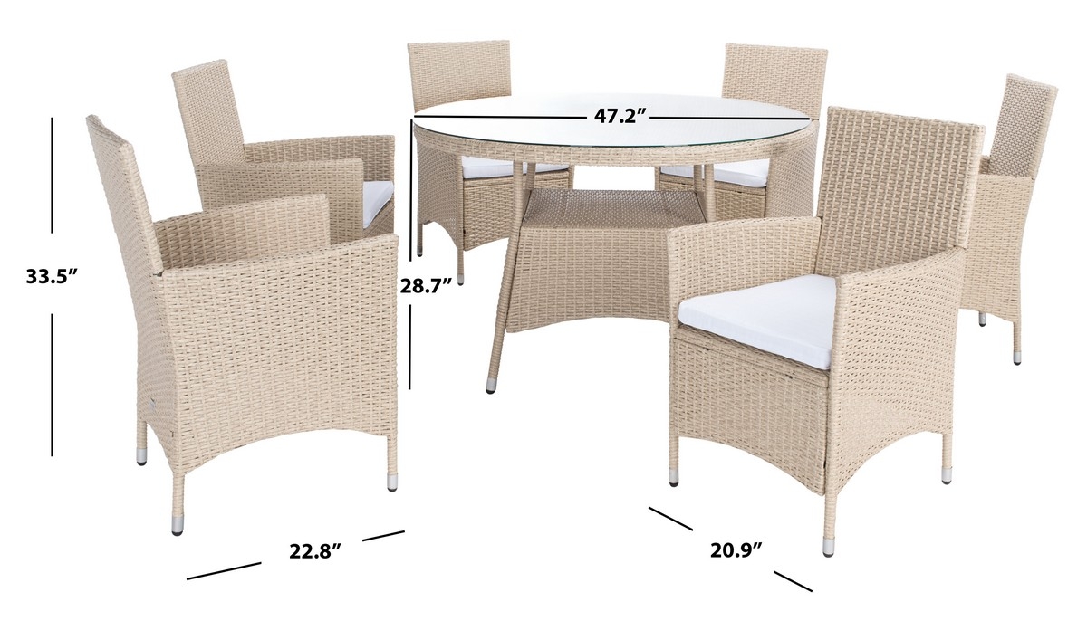 Challe Dining Set - Beige/White - Safavieh - Image 7