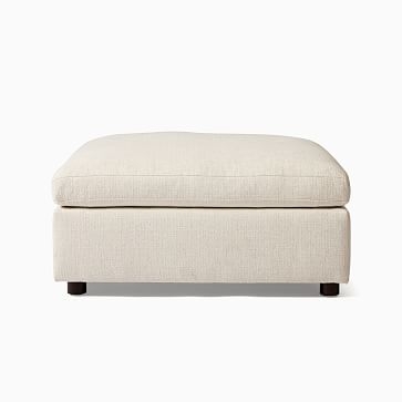 Marin Large Square Ottoman, Down, Chenille Tweed, Frost Gray, Concealed Support - Image 2