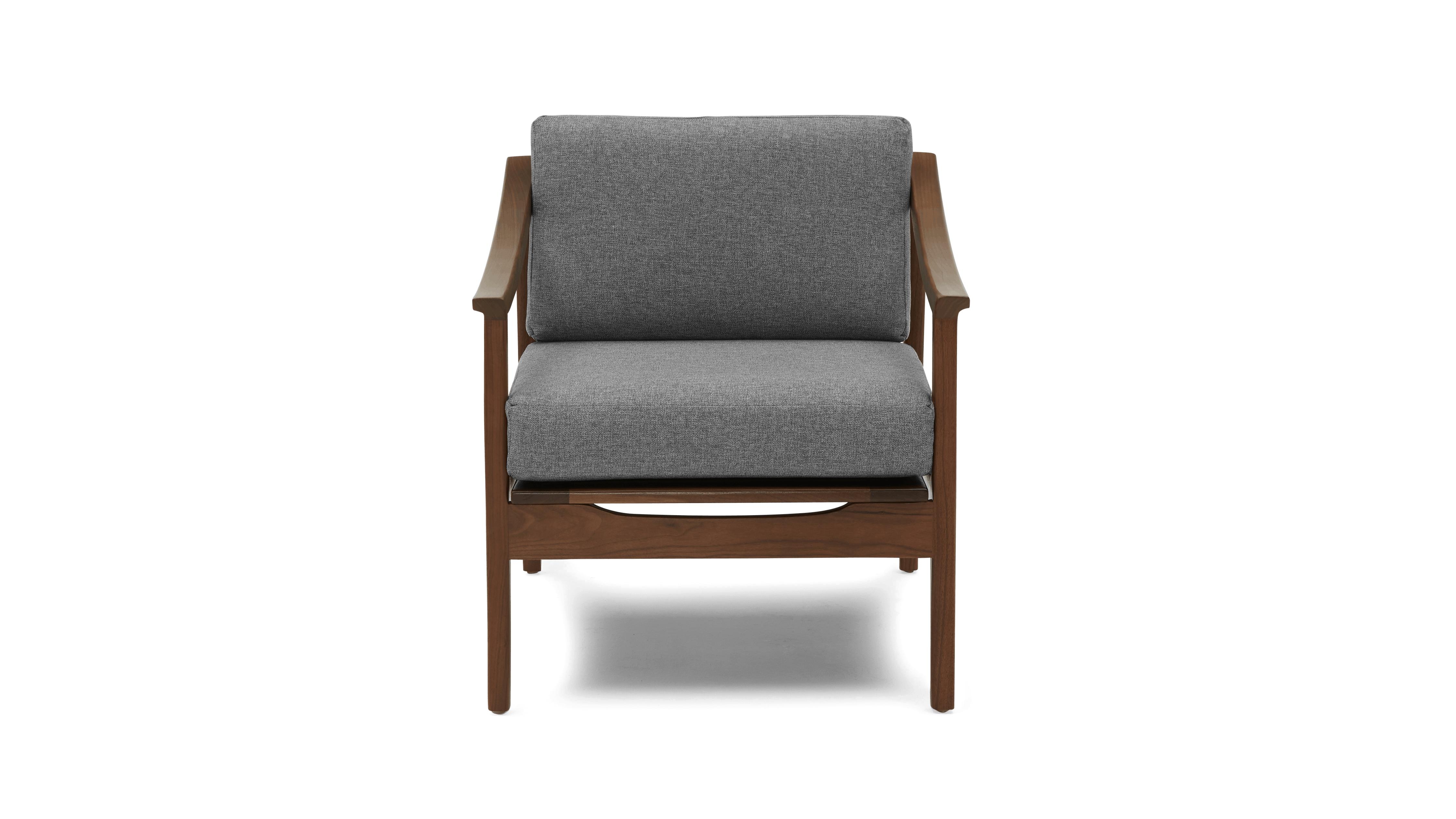 Gray Bradshaw Mid Century Modern Chair - Taylor Felt Grey - Walnut - Image 0