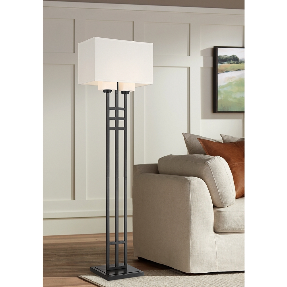 Franklin Iron Works Winslow 64" High 2-Light Matte Black Floor Lamp - Image 0
