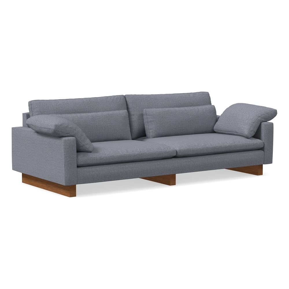 Harmony 104" Multi-Seat Sofa, Extra Deep, Yarn Dyed Linen Weave, Graphite, Dark Walnut - Image 0