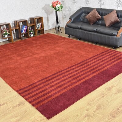Hand Knotted Wool Rust Red Area Rug - Image 0