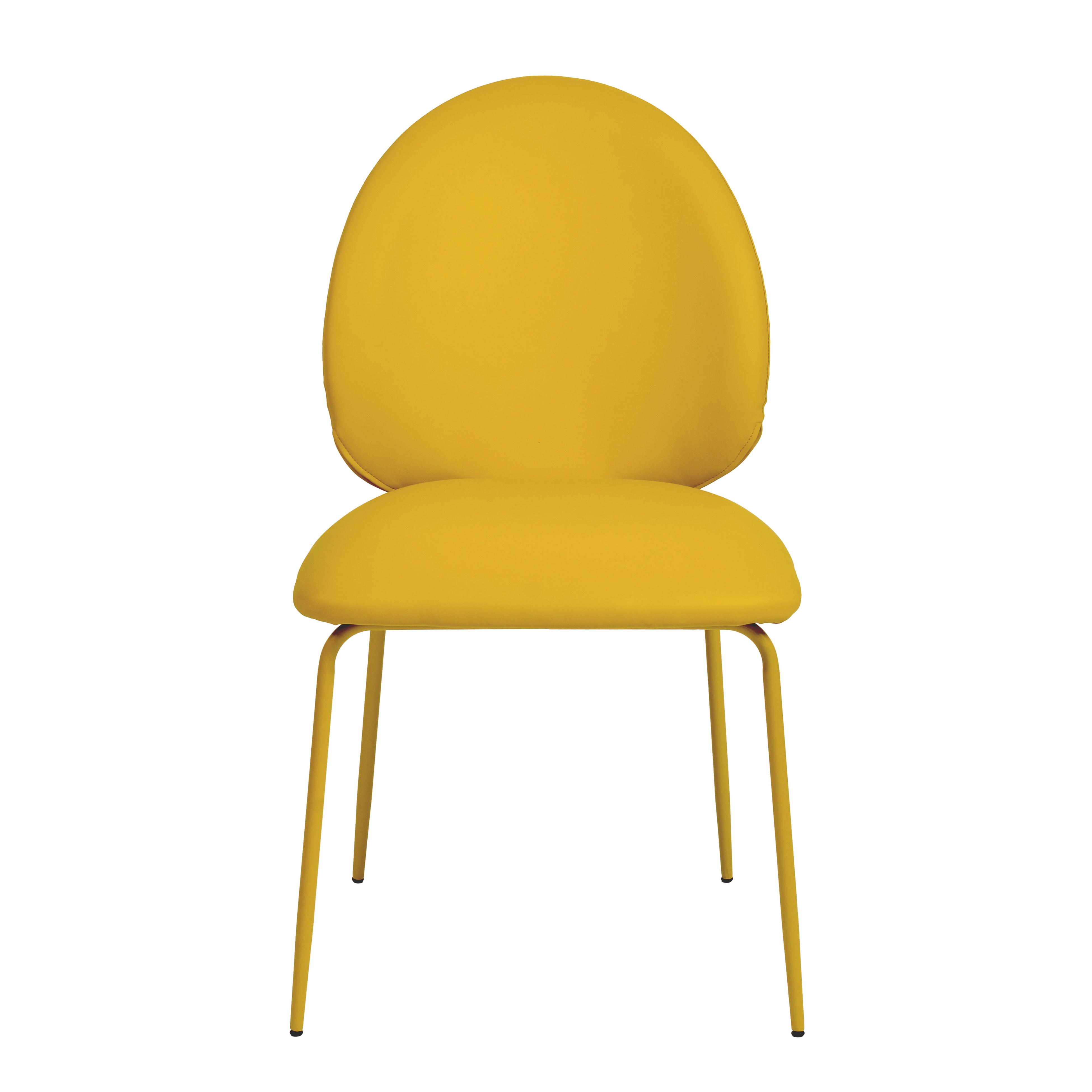 Lauren Yellow Vegan Leather Kitchen Chairs - Set of 2 - Image 1