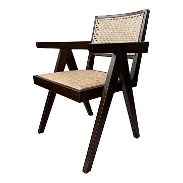Modern Elm & Rattan Chair- Black - Image 2