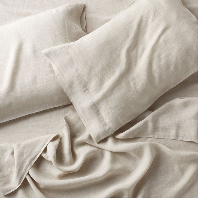 New Natural EUROPEAN FLAX ™-certified Linen Warm Natural Queen Bed Sheet Set - Image 0