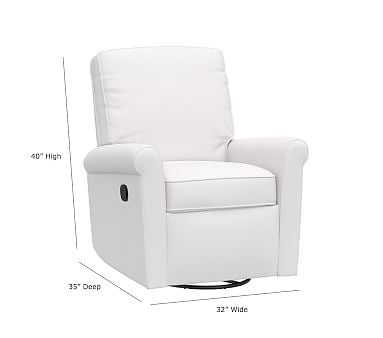 Comfort Small Spaces Swivel Manual Recliner, Recliner, Chenille Tweed, White, - Image 1