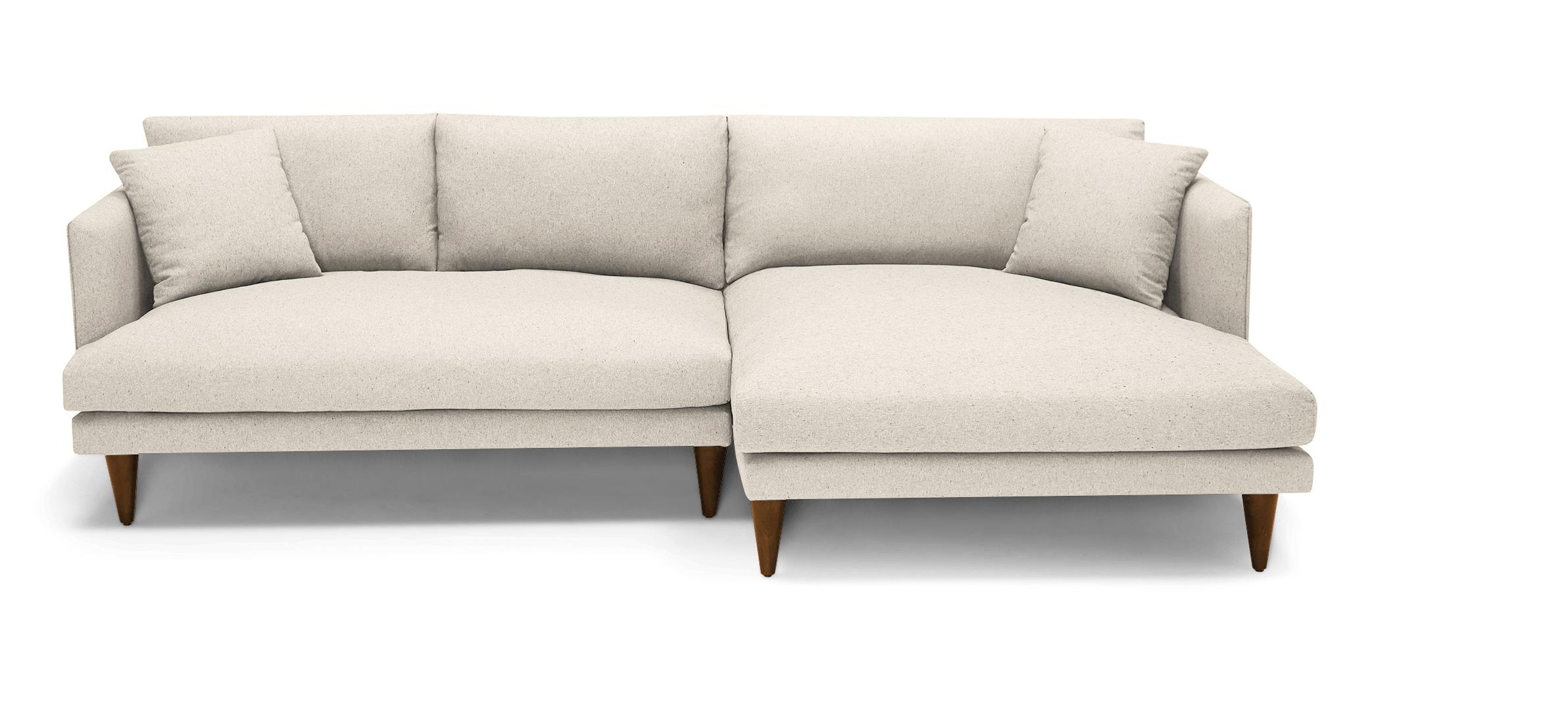 Beige/White Lewis Mid Century Modern Sectional - Cody Sandstone - Mocha - Right - Cone - Image 1