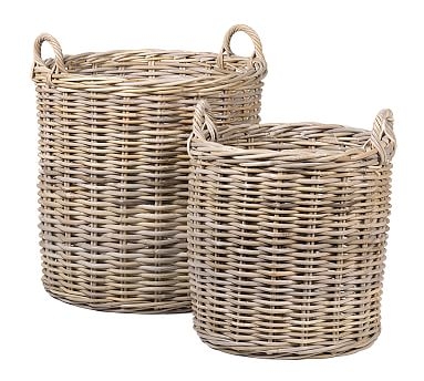 Portland Round Woven Tote Baskets, Set of 2 - Natural - Image 0