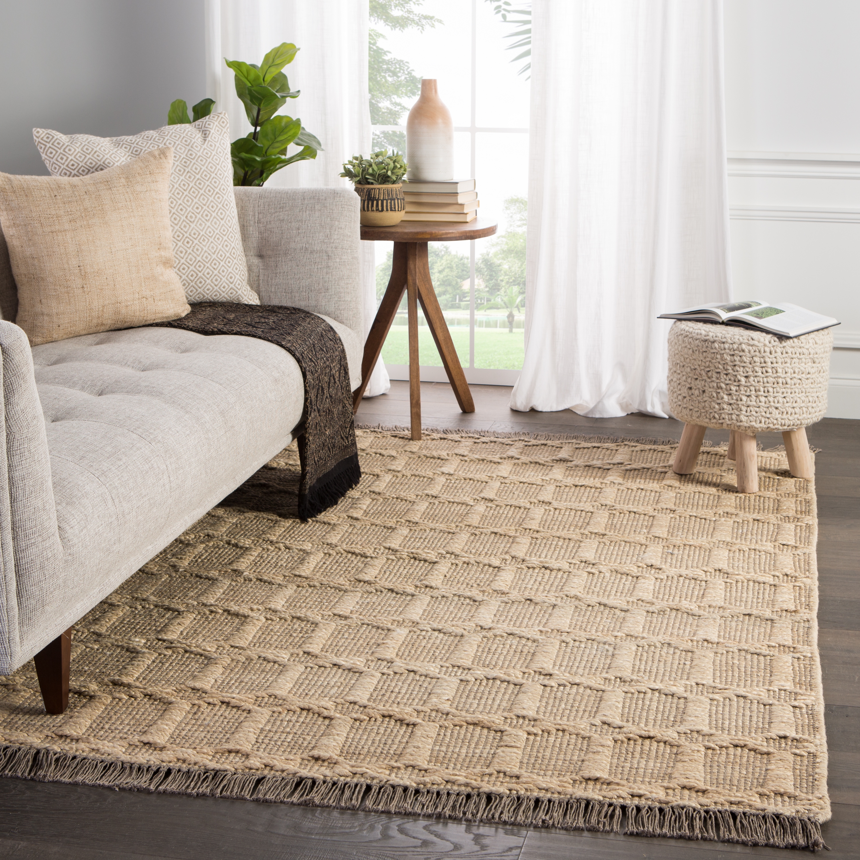 Thierry Natural Trellis Dark Taupe/ Gray Area Rug (8'X10') - Image 4