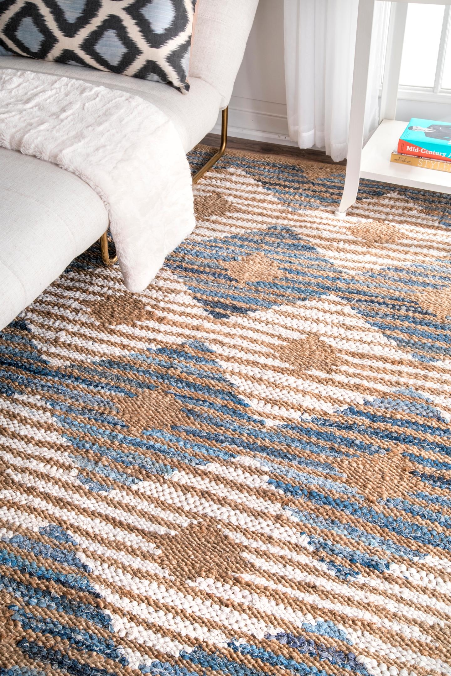 Hand Braided Marla Denim And Jute Diamonds Area Rug - Image 4