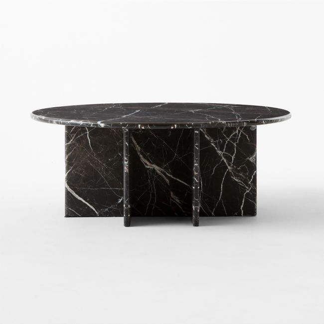 Pasar 42" Round Black Marble Coffee Table - Image 0