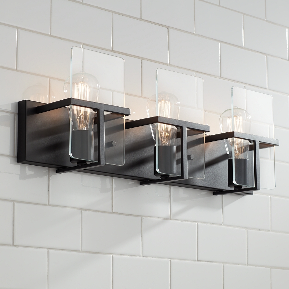 Possini Euro Trezza 24" Wide Matte Black 3-Light Vanity Bath Light - Image 0
