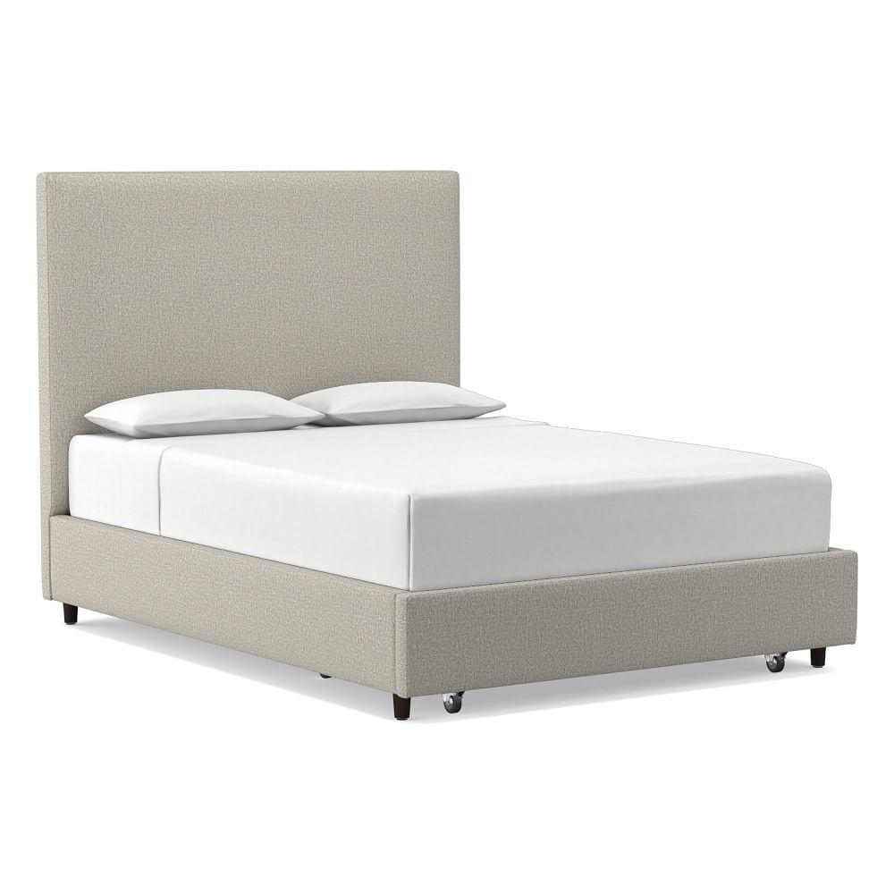 Tall Contemporary Storage Bed, Full, Twill, Dove - Image 0
